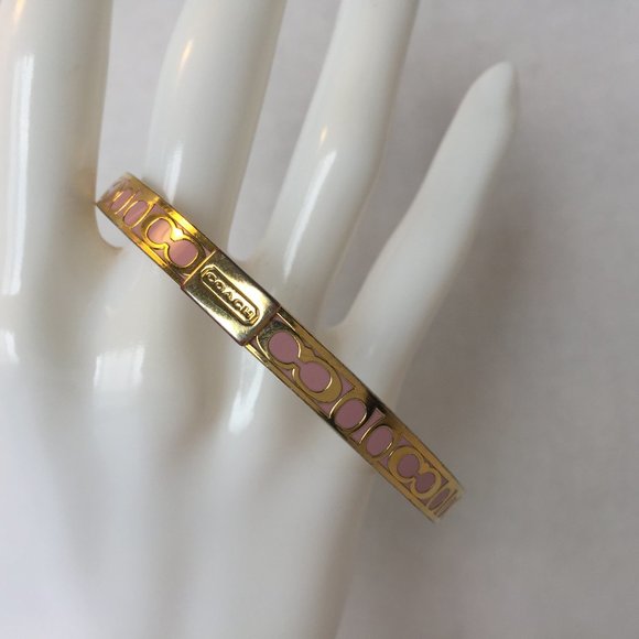 💗🏆💖COACH Monogram Bracele Cuff Gold/Pink 💖🏆💗 - Picture 1 of 5